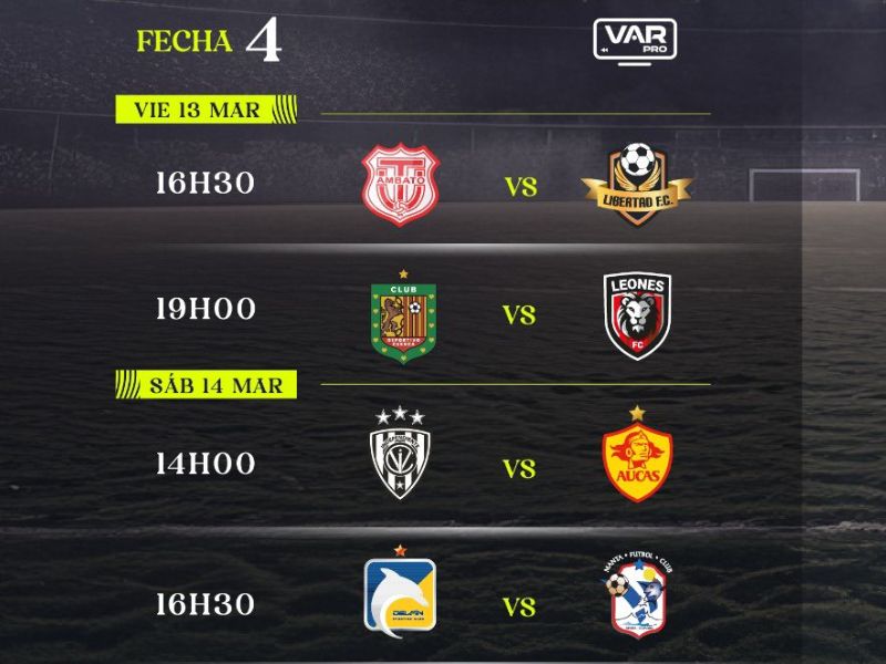LigaPro Ecuabet: partidos y horarios de la fecha 4 del campeonato